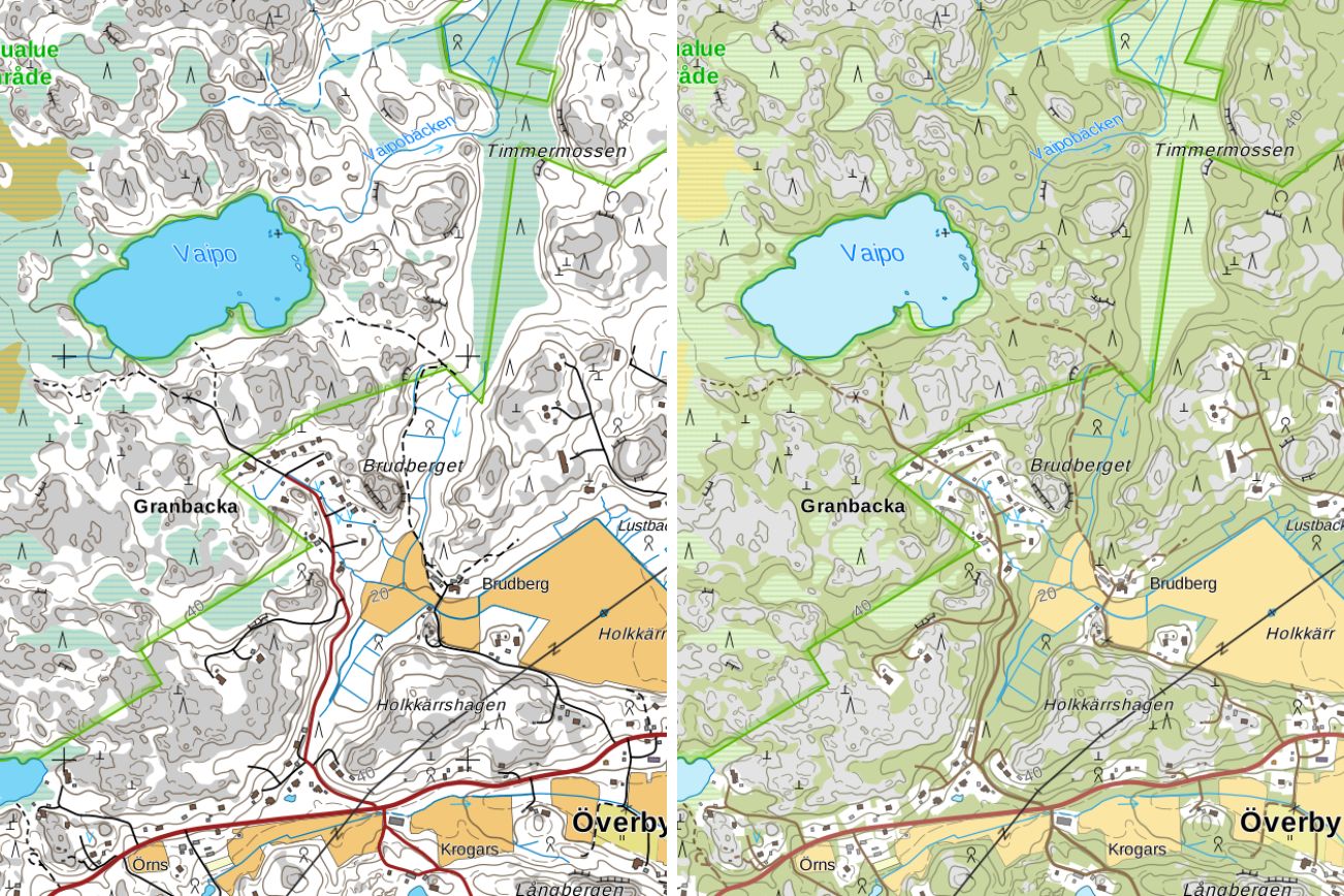 Visualisoituja karttaluonnoksia. 