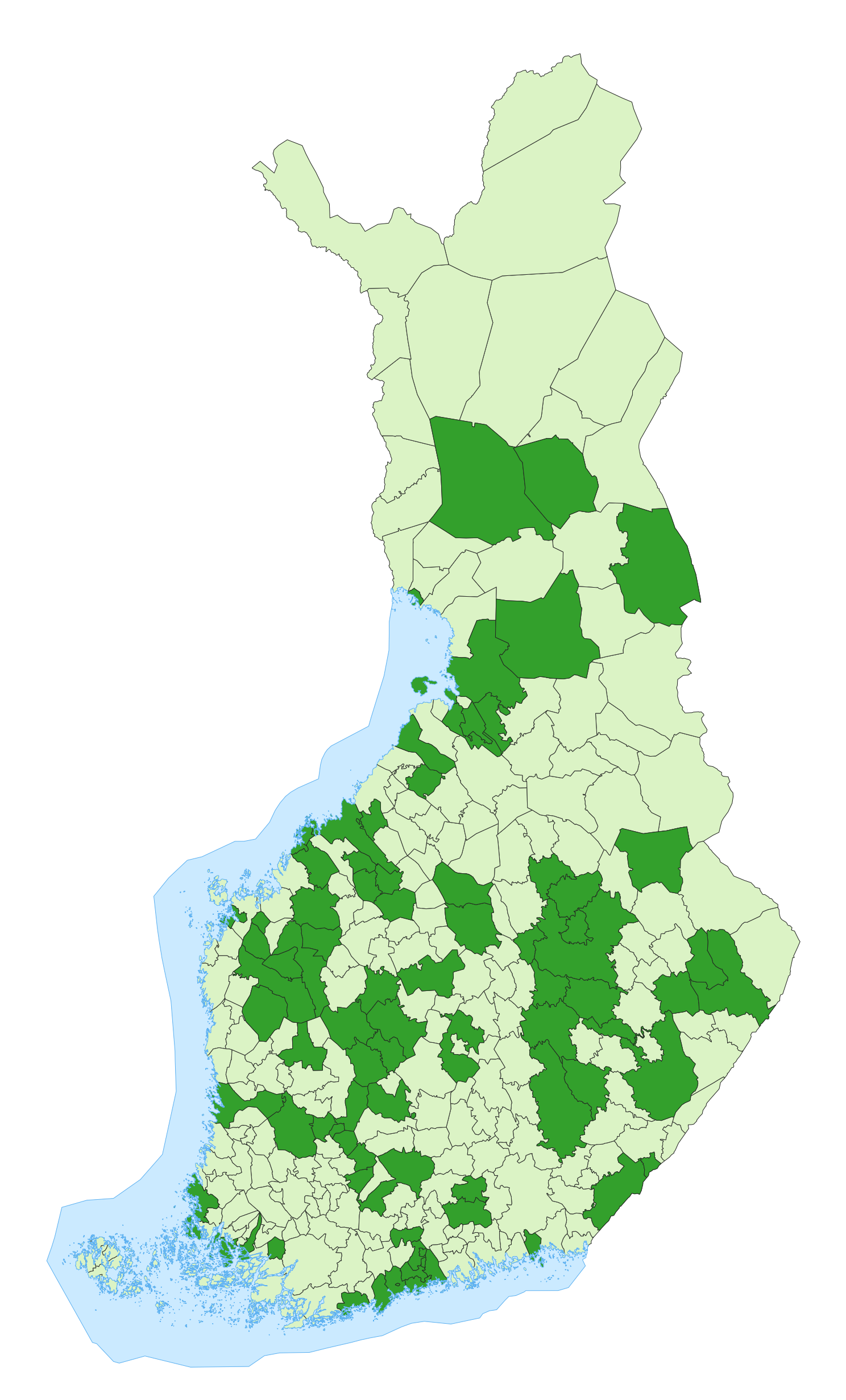 Kuntafoorumin kunnista visualisointi kartalla