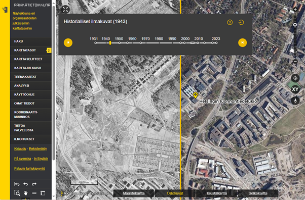 Paikkatietoikkuna ja historialliset ilmakuvat