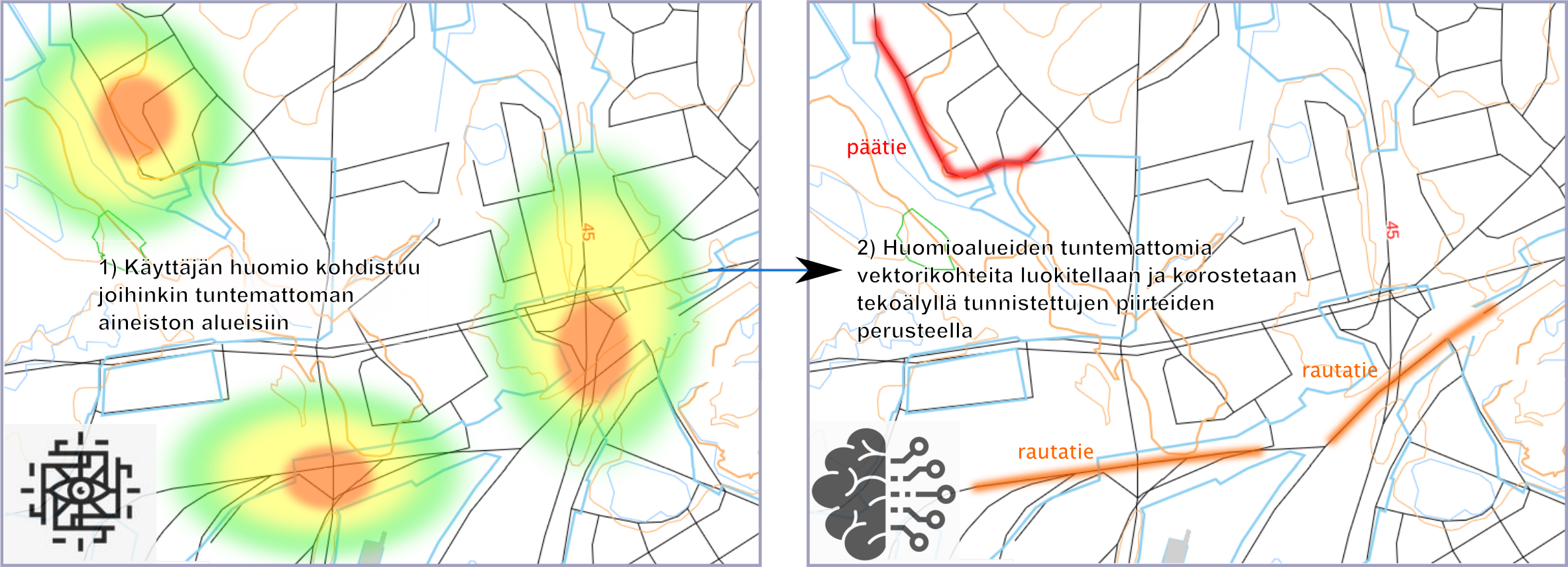 Huomioalueiden tuntemattomien vektorikohteiden luokittelu tekoälyn avulla