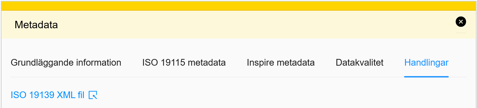 Flikar i metadatafönstret