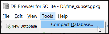 Kuvakaappaus DB Browser for SQLite -ohjelmasta.