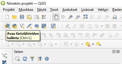 Kuva QGIS käyttöliittymästä.