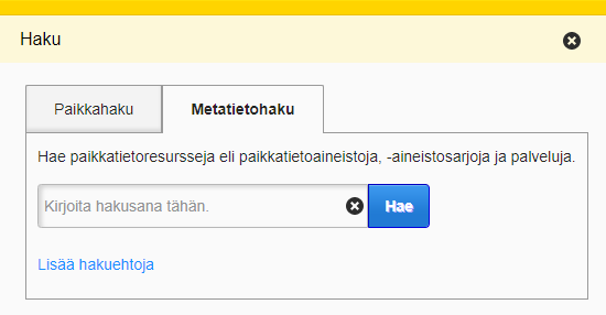 Kuva Metatietohaku-kentästä