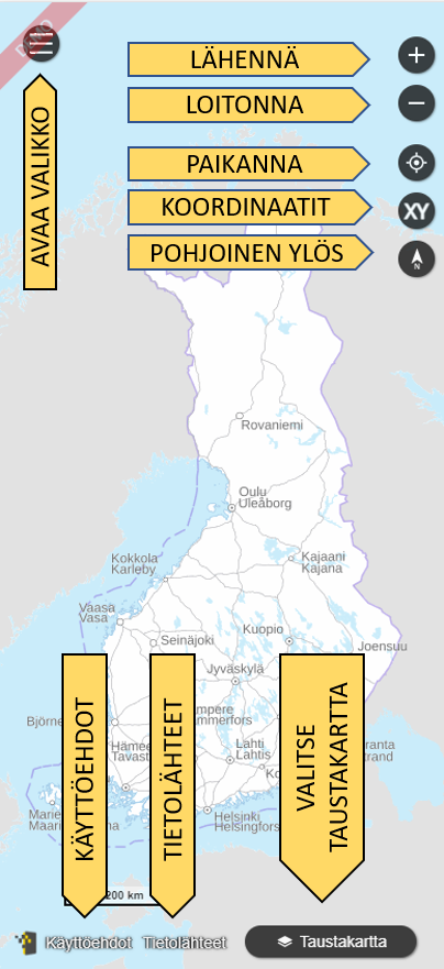 Paikkatietoikkuna älypuhelimen näytöllä.