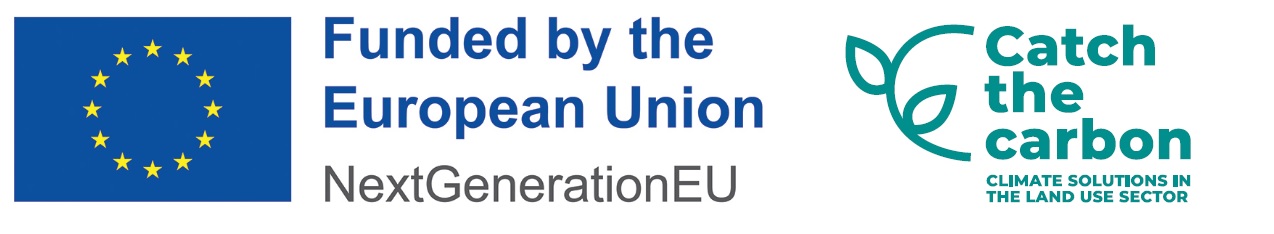 Funded by the European Union, NextGeneration EU and Catch the Carbon, climate solutions in the land use sector -logos.