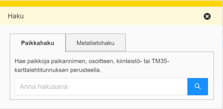 Paikkatietoikkuna, paikkahakuvalikko