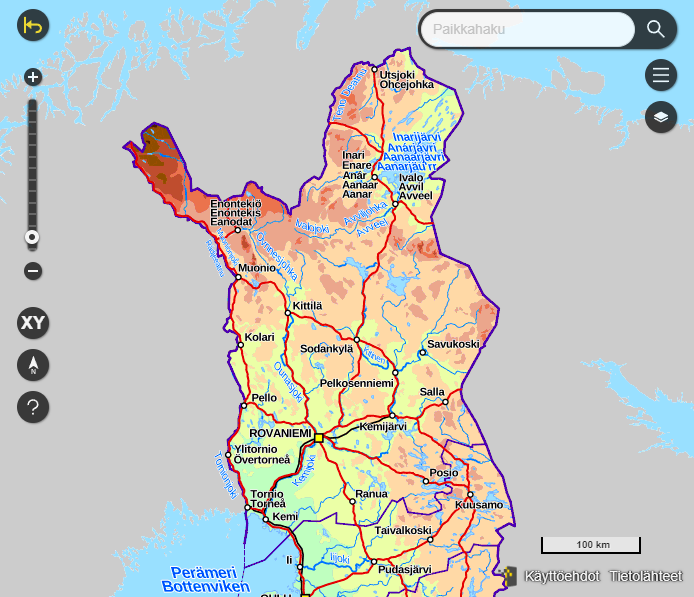 Esimerkki työkalujen asettelusta sen jälkeen, kun on painanut "Vaihda puolet" -painiketta.