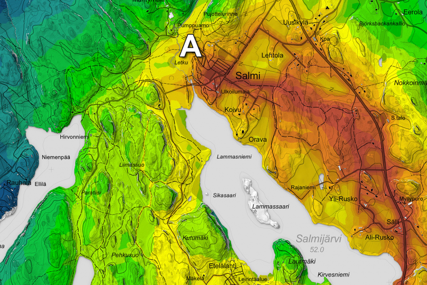 Map that show terrain topography