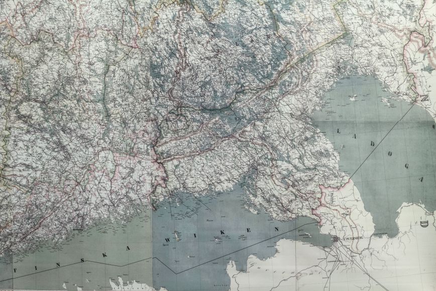 Karttakuva yleiskarttaa vuonna 1873 Karjalasta
