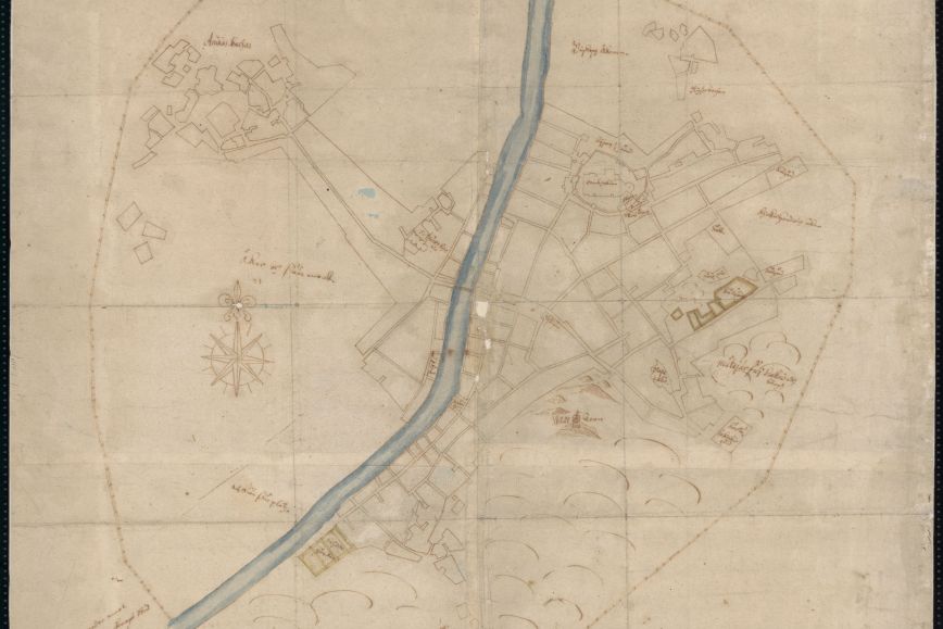 Suomen ensimmäinen maanmittarin tekemä kartta vuodelta 1634.