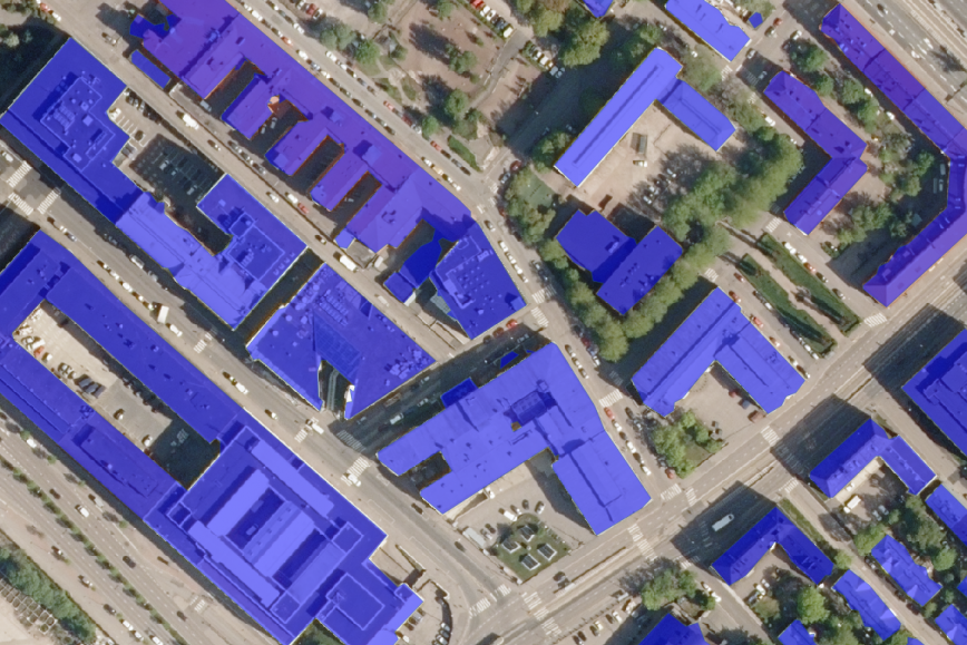 Visualisation of building vectors from above