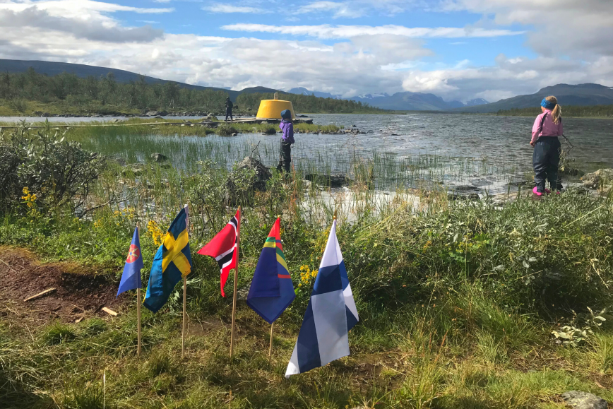 Boundary marker for three countries in Kilpisjärvi.