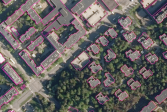Vector buildings on top of a orthophoto.