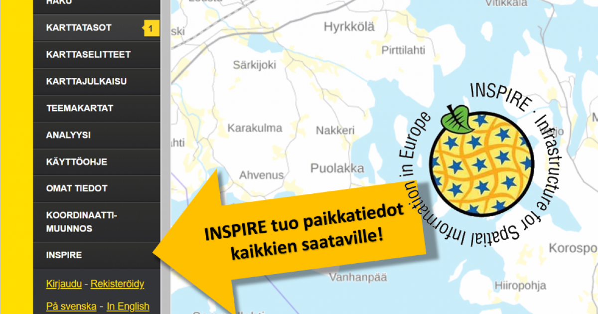Paikkatietoikkunan karttapalveluun lisätty tietoa INSPIREsta |  Maanmittauslaitos