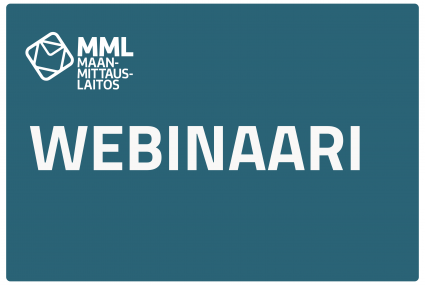 Maanmittauslaitoksen logo ja teksti ”webinaari”